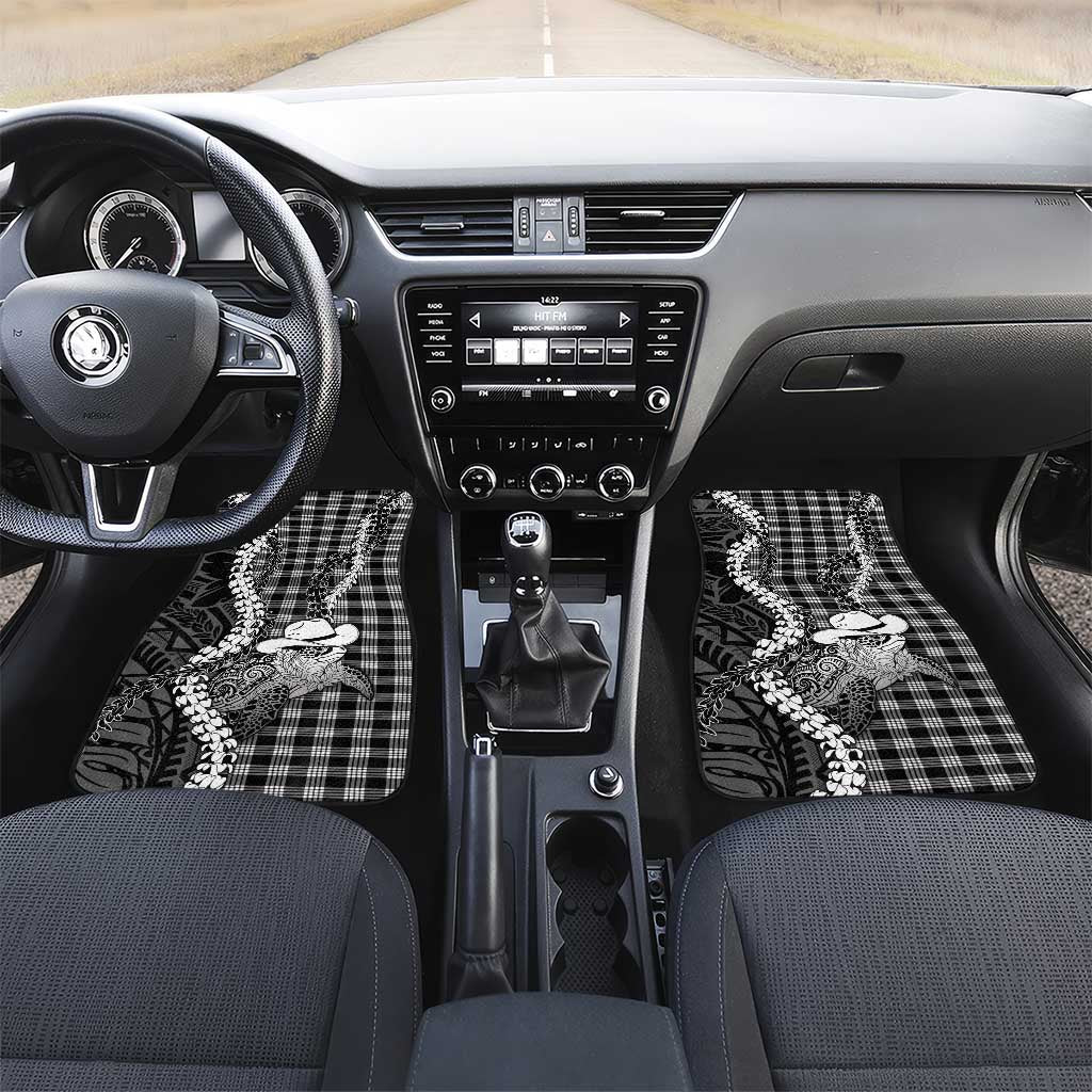 Black Hawaii Palaka Cowboy Turtle Car Mats Hawaiian Paniolo Puakenikeni Maile Lei DT05 Set 2pcs - Front Black - Polynesian Pride