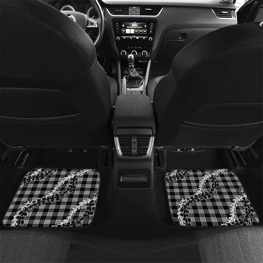 Black Hawaii Palaka Cowboy Turtle Car Mats Hawaiian Paniolo Puakenikeni Maile Lei DT05 Set 2pcs - Back Black - Polynesian Pride