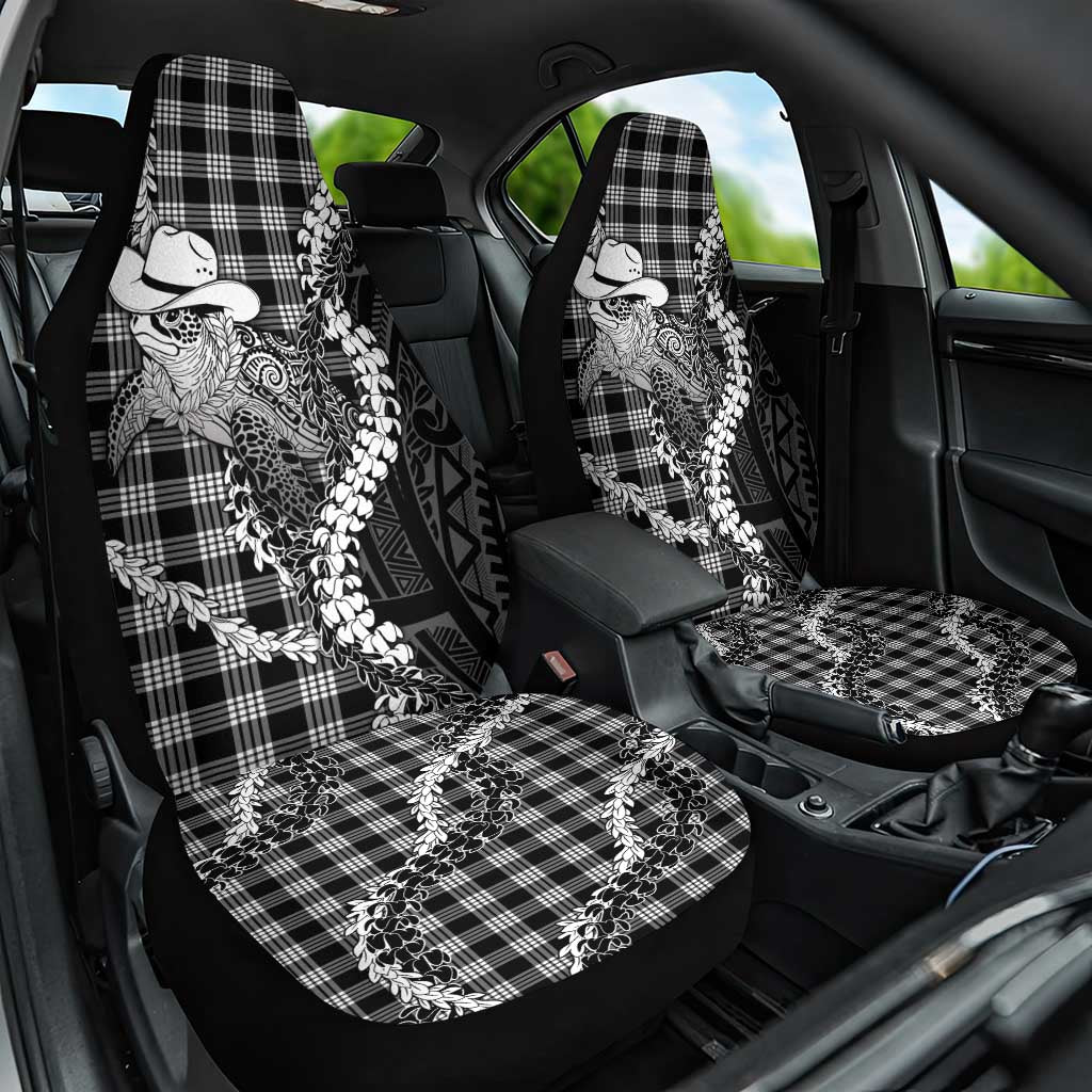 Black Hawaii Palaka Cowboy Turtle Car Seat Cover Hawaiian Paniolo Puakenikeni Maile Lei