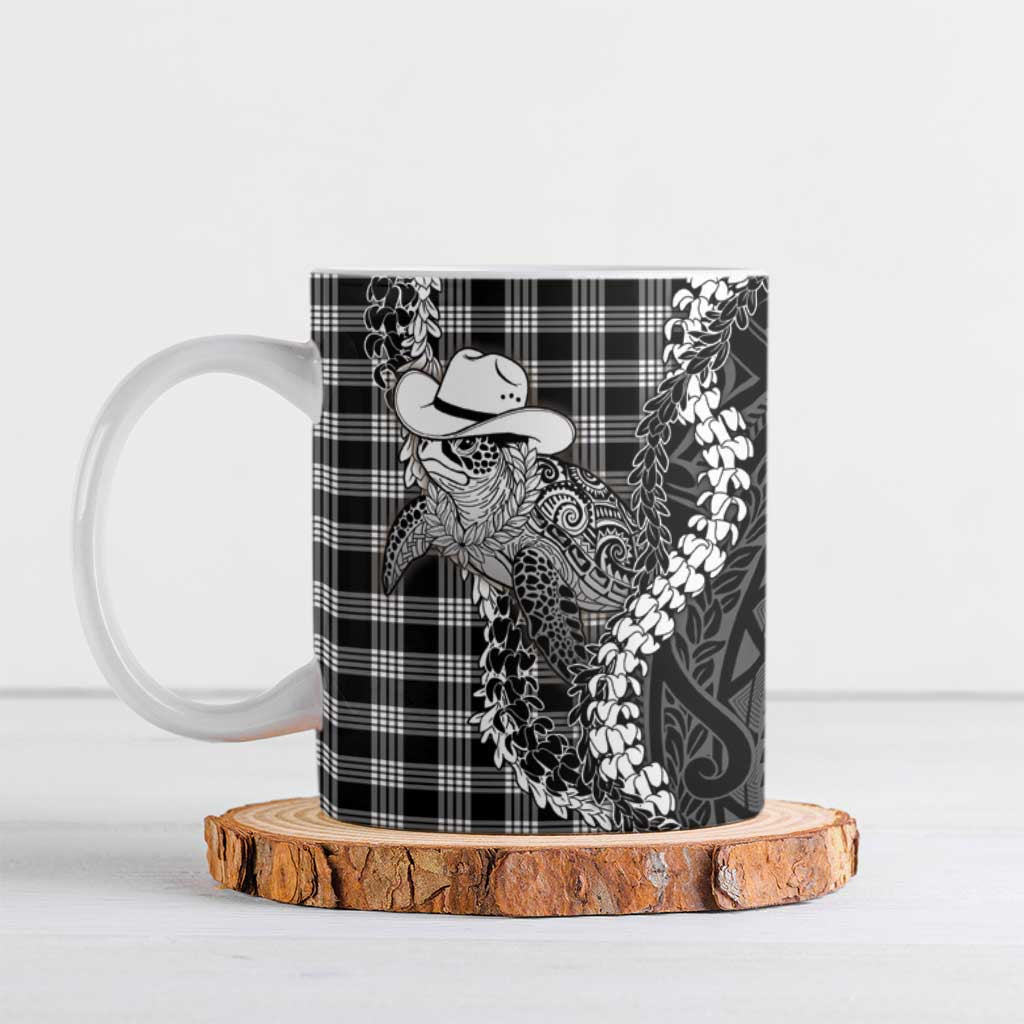 Black Hawaii Palaka Cowboy Turtle Ceramic Mug Hawaiian Paniolo Puakenikeni Maile Lei DT05 Black - Polynesian Pride