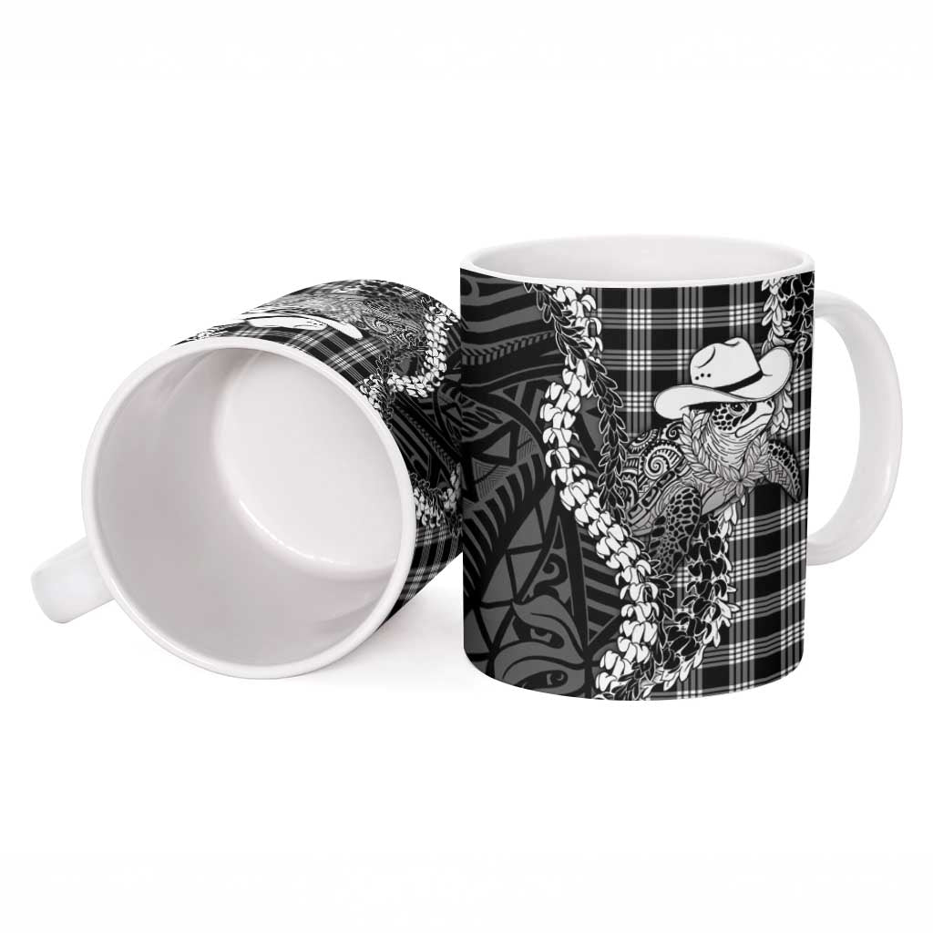 Black Hawaii Palaka Cowboy Turtle Ceramic Mug Hawaiian Paniolo Puakenikeni Maile Lei DT05 - Polynesian Pride