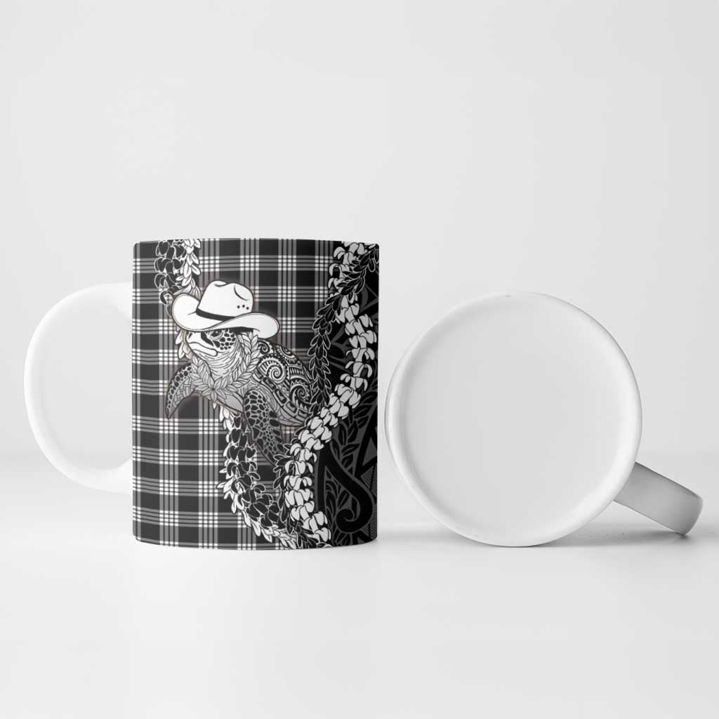 Black Hawaii Palaka Cowboy Turtle Ceramic Mug Hawaiian Paniolo Puakenikeni Maile Lei DT05 - Polynesian Pride