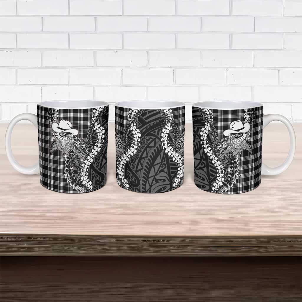 Black Hawaii Palaka Cowboy Turtle Ceramic Mug Hawaiian Paniolo Puakenikeni Maile Lei DT05 - Polynesian Pride