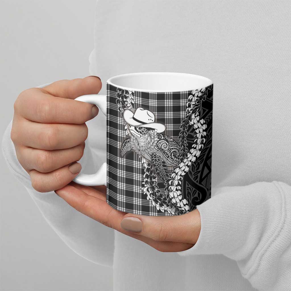 Black Hawaii Palaka Cowboy Turtle Ceramic Mug Hawaiian Paniolo Puakenikeni Maile Lei DT05 - Polynesian Pride