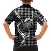 Black Hawaii Palaka Cowboy Turtle Family Matching Summer Maxi Dress and Hawaiian Shirt Hawaiian Paniolo Puakenikeni Maile Lei