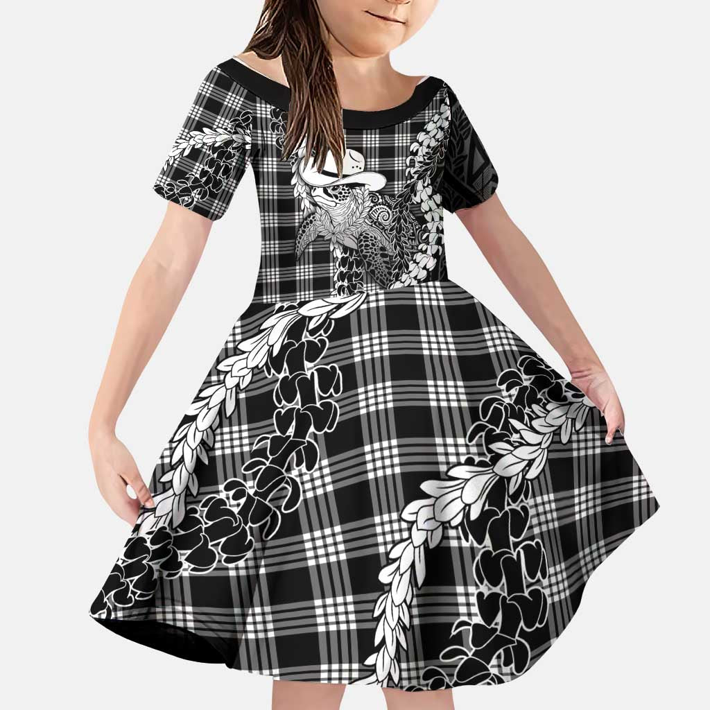 Black Hawaii Palaka Cowboy Turtle Family Matching Summer Maxi Dress and Hawaiian Shirt Hawaiian Paniolo Puakenikeni Maile Lei