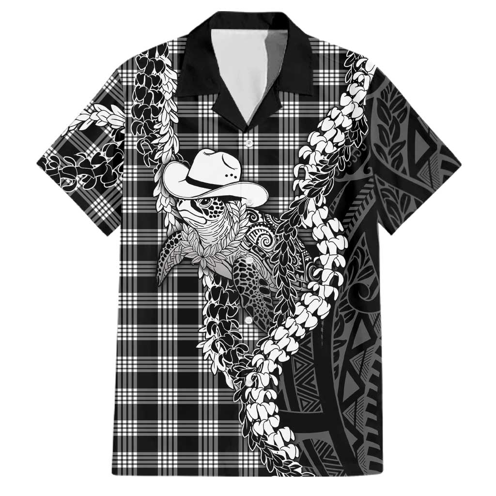 Black Hawaii Palaka Cowboy Turtle Family Matching Summer Maxi Dress and Hawaiian Shirt Hawaiian Paniolo Puakenikeni Maile Lei