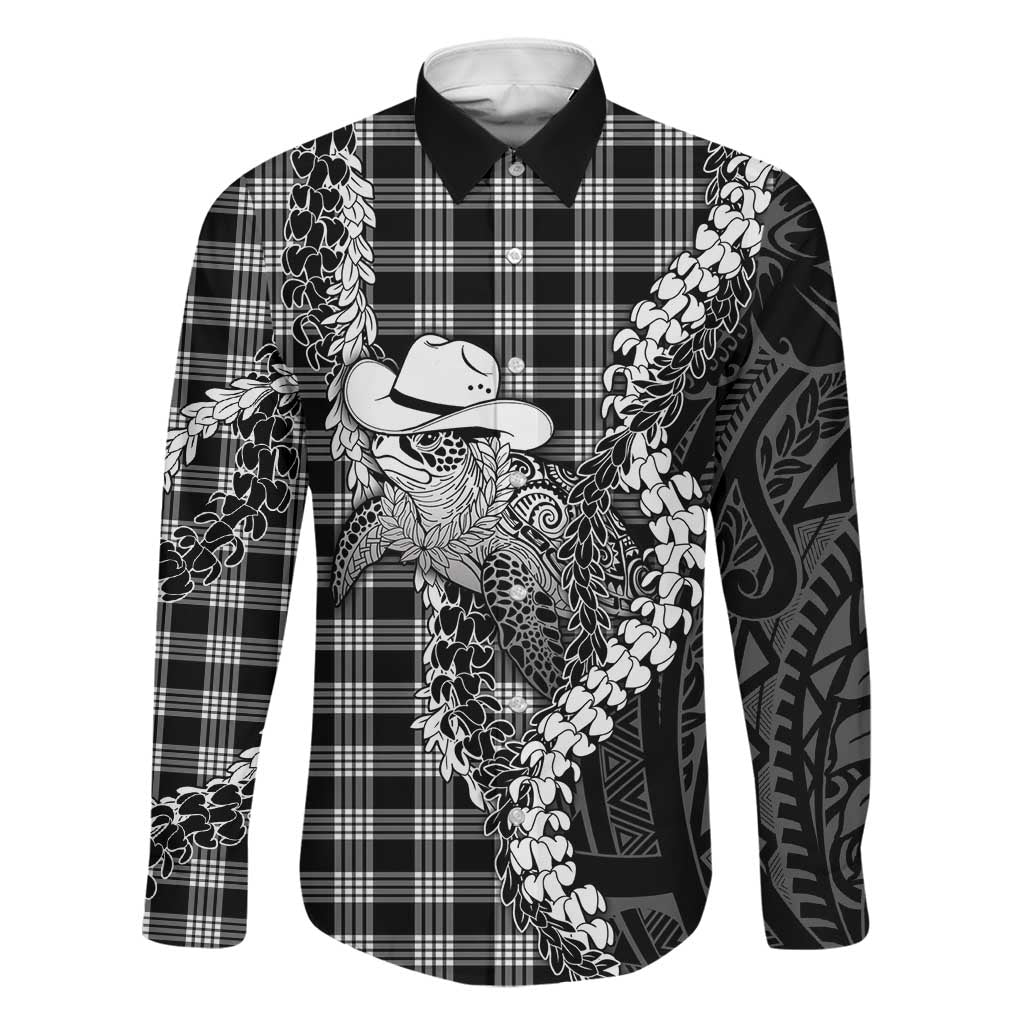 Black Hawaii Palaka Cowboy Turtle Family Matching Summer Maxi Dress and Hawaiian Shirt Hawaiian Paniolo Puakenikeni Maile Lei