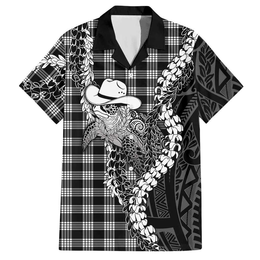 Black Hawaii Palaka Cowboy Turtle Hawaiian Shirt Hawaiian Paniolo Puakenikeni Maile Lei
