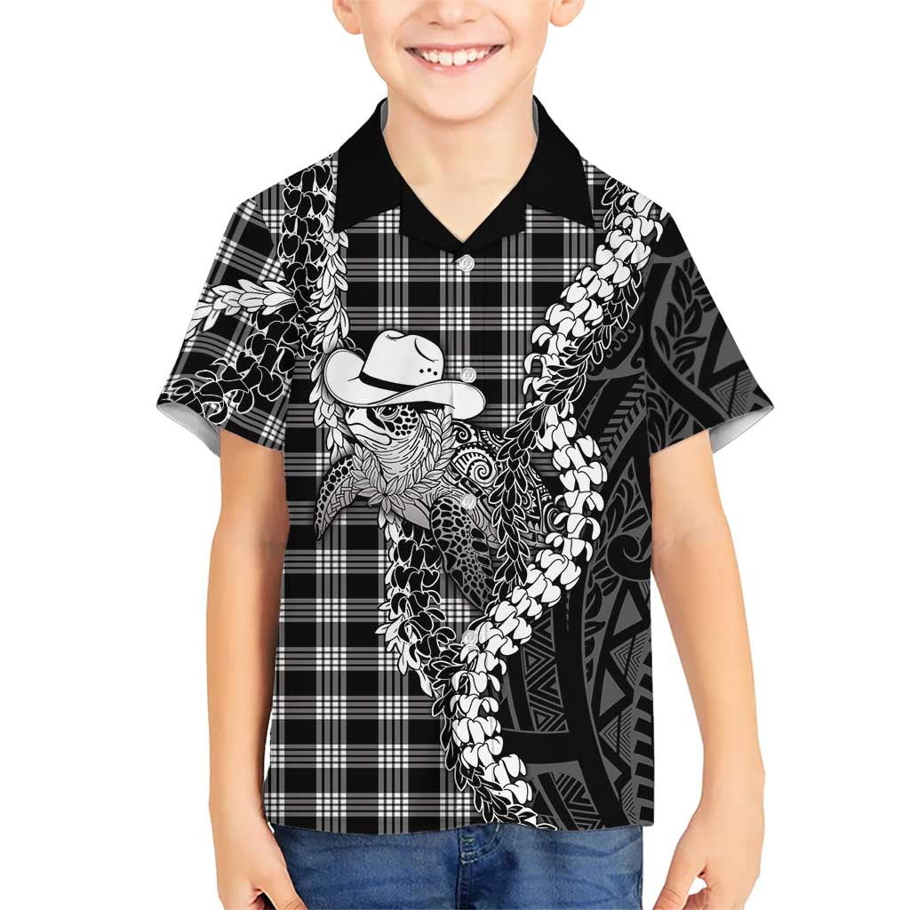 Black Hawaii Palaka Cowboy Turtle Hawaiian Shirt Hawaiian Paniolo Puakenikeni Maile Lei