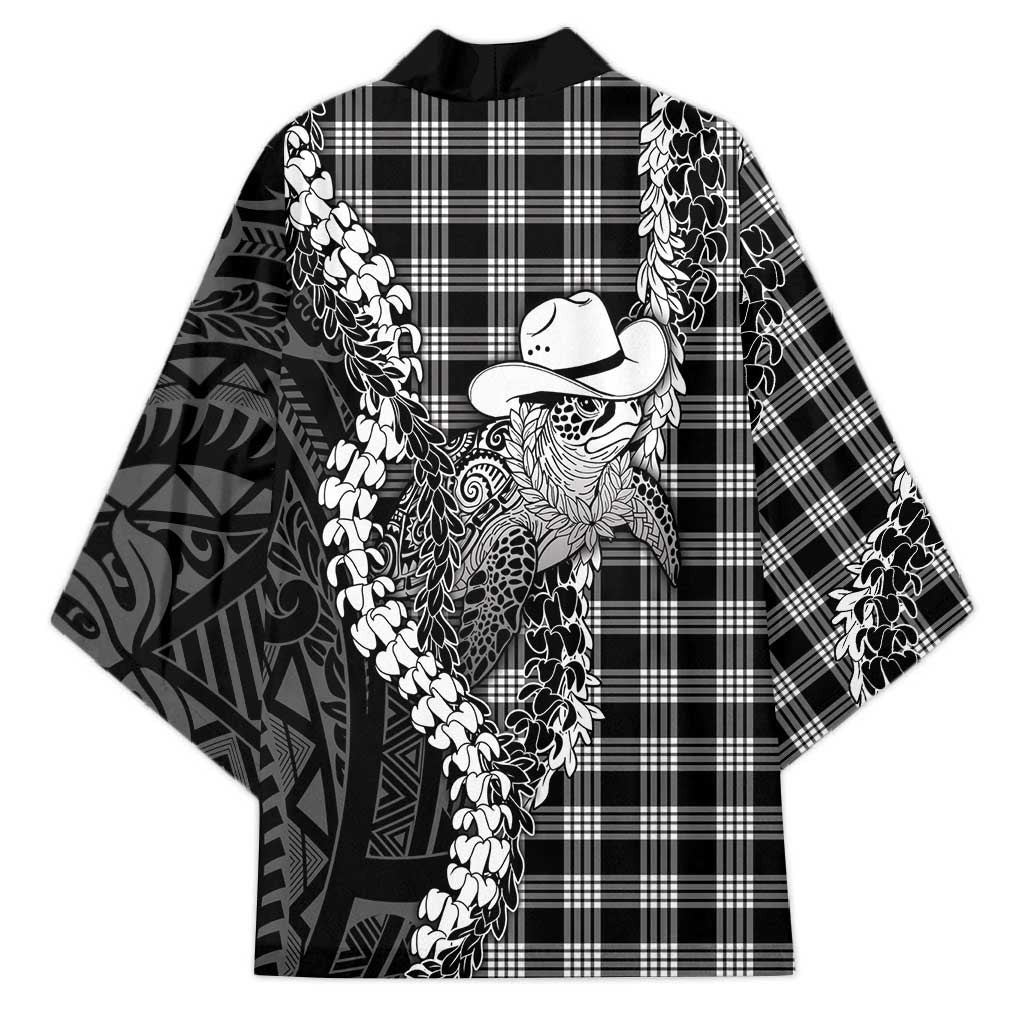 Black Hawaii Palaka Cowboy Turtle Kimono Hawaiian Paniolo Puakenikeni Maile Lei DT05 - Polynesian Pride