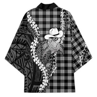 Black Hawaii Palaka Cowboy Turtle Kimono Hawaiian Paniolo Puakenikeni Maile Lei DT05 - Polynesian Pride