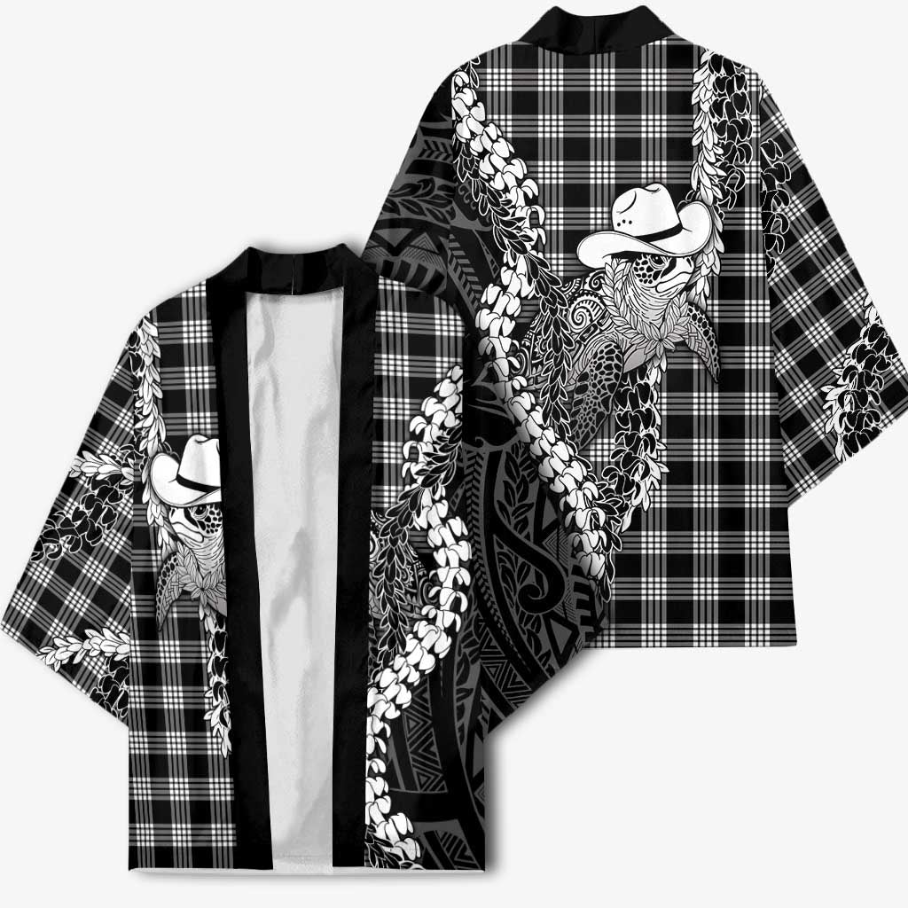 Black Hawaii Palaka Cowboy Turtle Kimono Hawaiian Paniolo Puakenikeni Maile Lei DT05 - Polynesian Pride