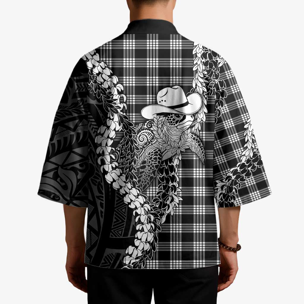 Black Hawaii Palaka Cowboy Turtle Kimono Hawaiian Paniolo Puakenikeni Maile Lei DT05 - Polynesian Pride