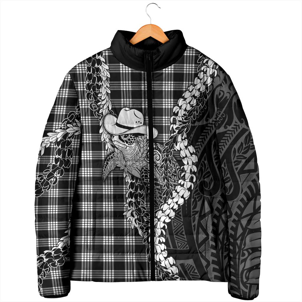 Black Hawaii Palaka Cowboy Turtle Padded Jacket Hawaiian Paniolo Puakenikeni Maile Lei DT05 - Polynesian Pride