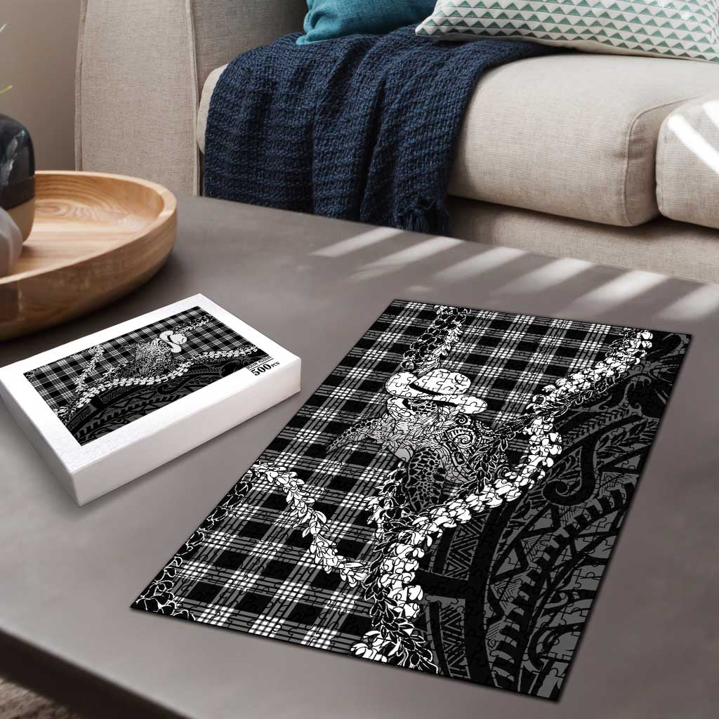 Black Hawaii Palaka Cowboy Turtle Puzzle Hawaiian Paniolo Puakenikeni Maile Lei DT05 - Polynesian Pride
