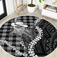 Black Hawaii Palaka Cowboy Turtle Round Carpet Hawaiian Paniolo Puakenikeni Maile Lei