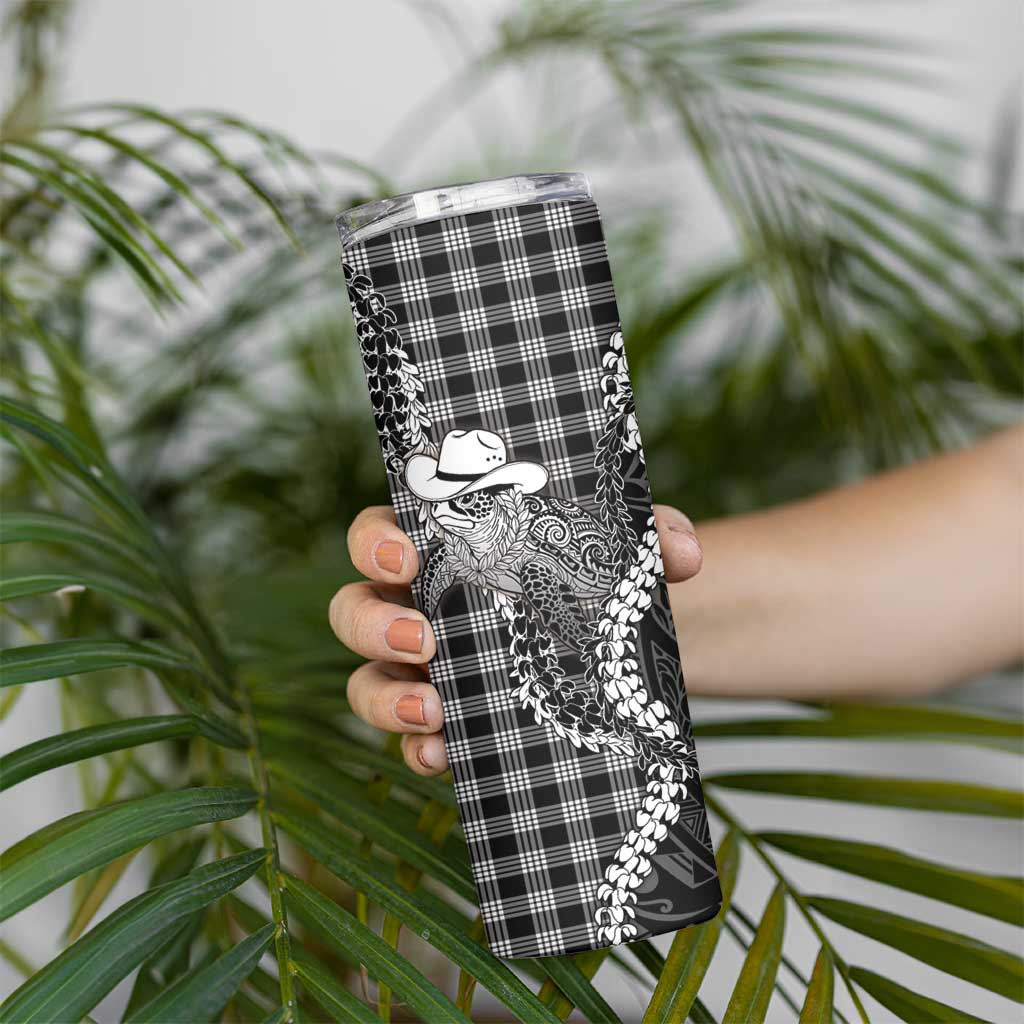 Black Hawaii Palaka Cowboy Turtle Skinny Tumbler Hawaiian Paniolo Puakenikeni Maile Lei