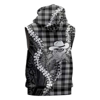 Black Hawaii Palaka Cowboy Turtle Sleeveless Hoodie Hawaiian Paniolo Puakenikeni Maile Lei