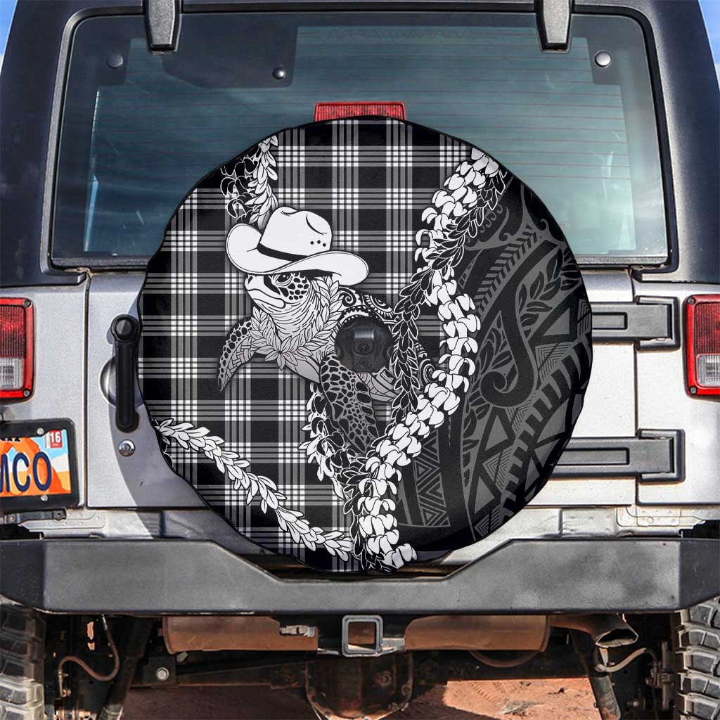 Black Hawaii Palaka Cowboy Turtle Spare Tire Cover Hawaiian Paniolo Puakenikeni Maile Lei