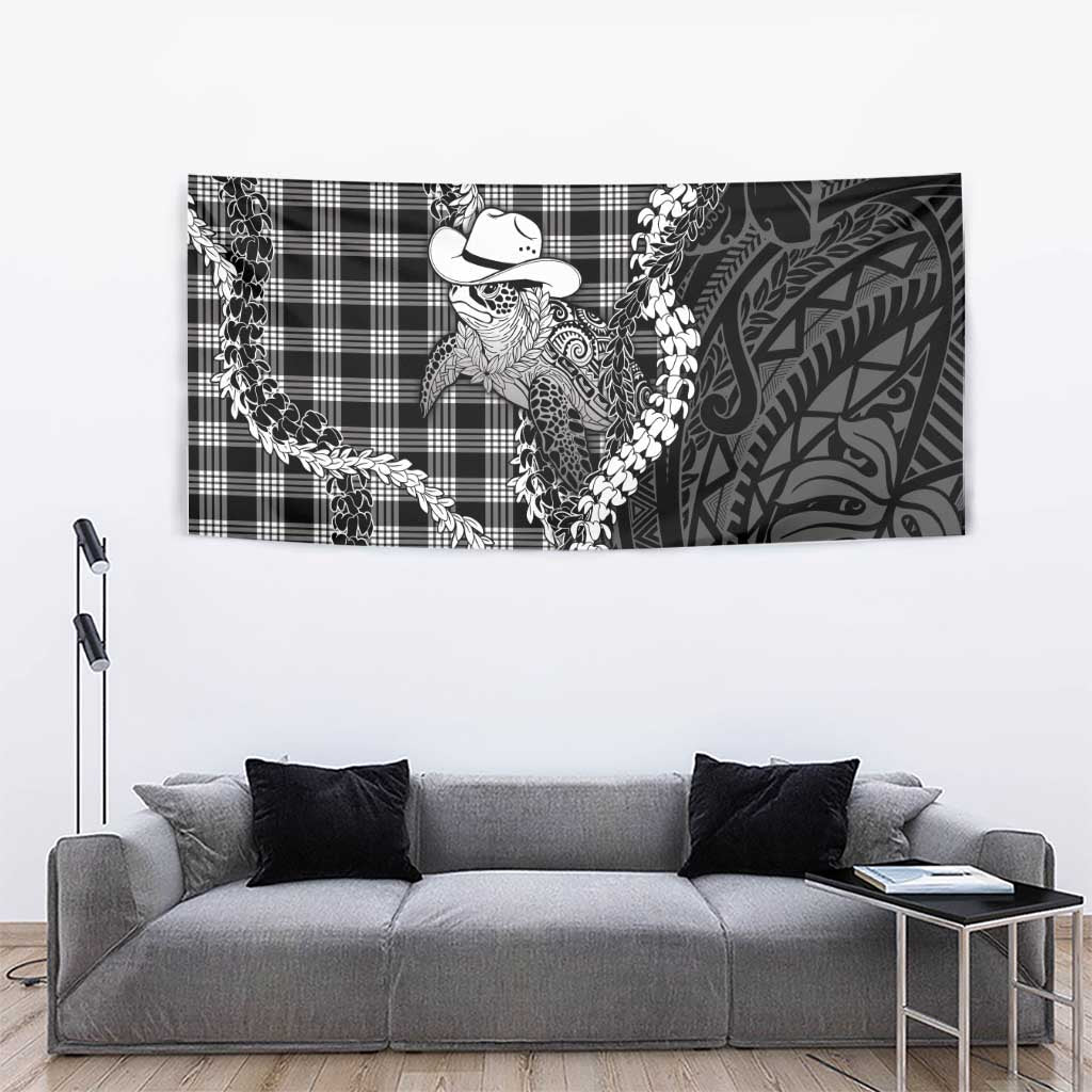 Black Hawaii Palaka Cowboy Turtle Tapestry Hawaiian Paniolo Puakenikeni Maile Lei DT05 - Polynesian Pride