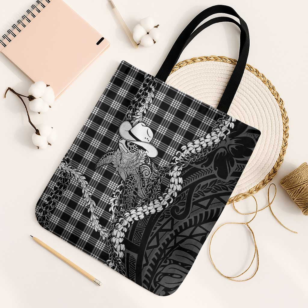 Black Hawaii Palaka Cowboy Turtle Tote Bag Hawaiian Paniolo Puakenikeni Maile Lei