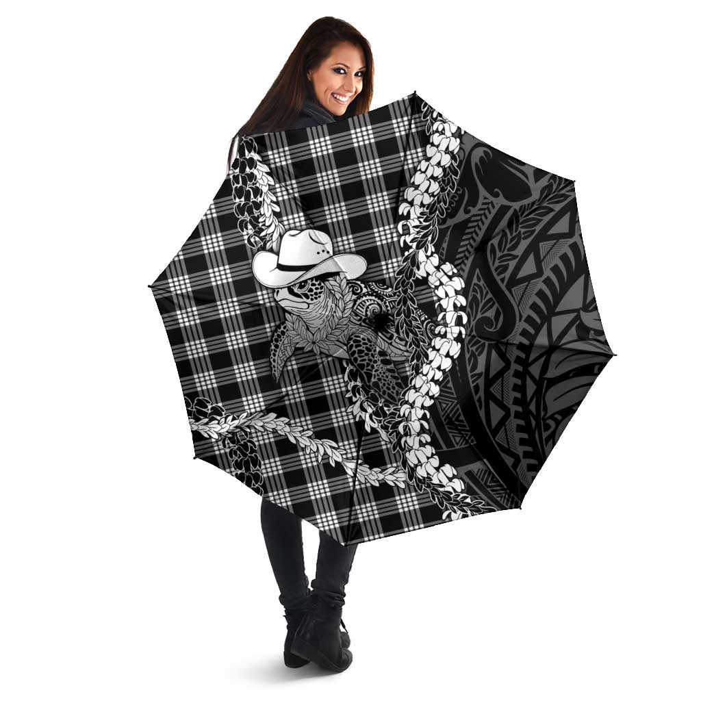 Black Hawaii Palaka Cowboy Turtle Umbrella Hawaiian Paniolo Puakenikeni Maile Lei DT05 - Polynesian Pride