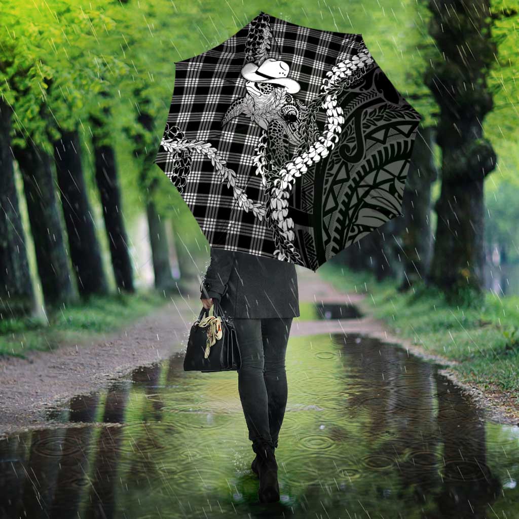 Black Hawaii Palaka Cowboy Turtle Umbrella Hawaiian Paniolo Puakenikeni Maile Lei DT05 - Polynesian Pride