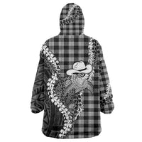 Black Hawaii Palaka Cowboy Turtle Wearable Blanket Hoodie Hawaiian Paniolo Puakenikeni Maile Lei