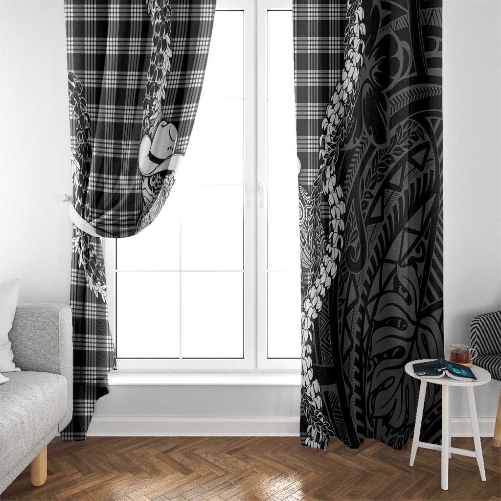 Black Hawaii Palaka Cowboy Turtle Window Curtain Hawaiian Paniolo Puakenikeni Maile Lei DT05 - Polynesian Pride