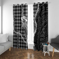 Black Hawaii Palaka Cowboy Turtle Window Curtain Hawaiian Paniolo Puakenikeni Maile Lei DT05 With Grommets Black - Polynesian Pride