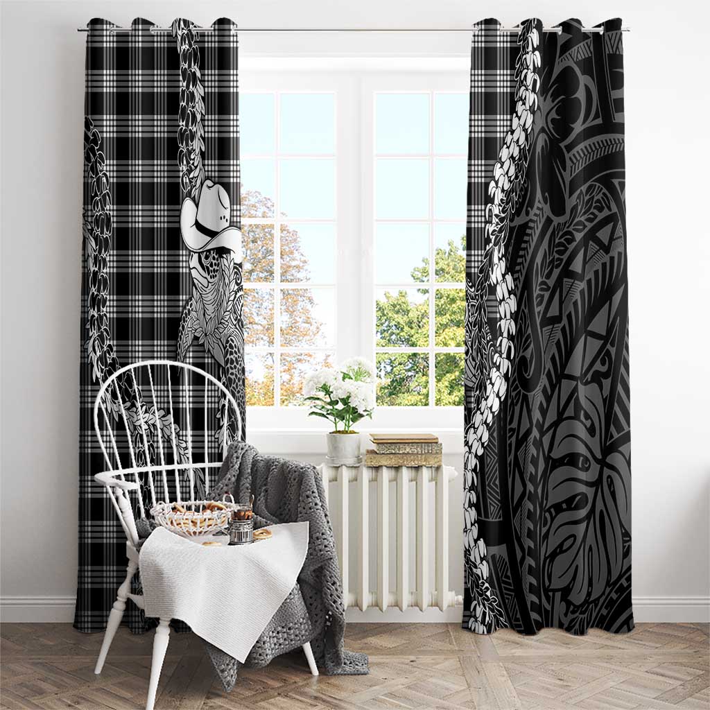 Black Hawaii Palaka Cowboy Turtle Window Curtain Hawaiian Paniolo Puakenikeni Maile Lei DT05 - Polynesian Pride