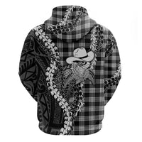 Black Hawaii Palaka Cowboy Turtle Zip Hoodie Hawaiian Paniolo Puakenikeni Maile Lei