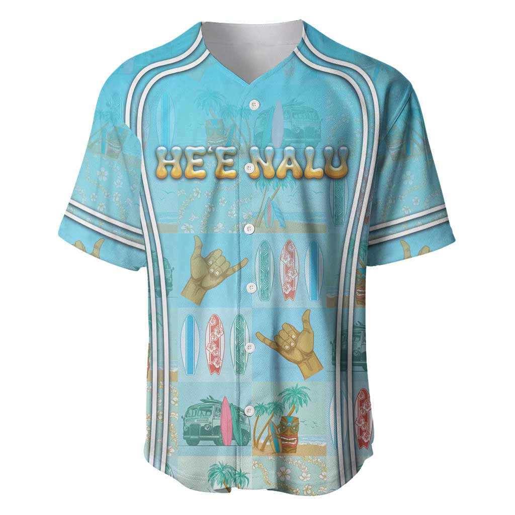 Custom Hawaii Surfing Baseball Jersey He'e Nalu DT05 Blue - Polynesian Pride