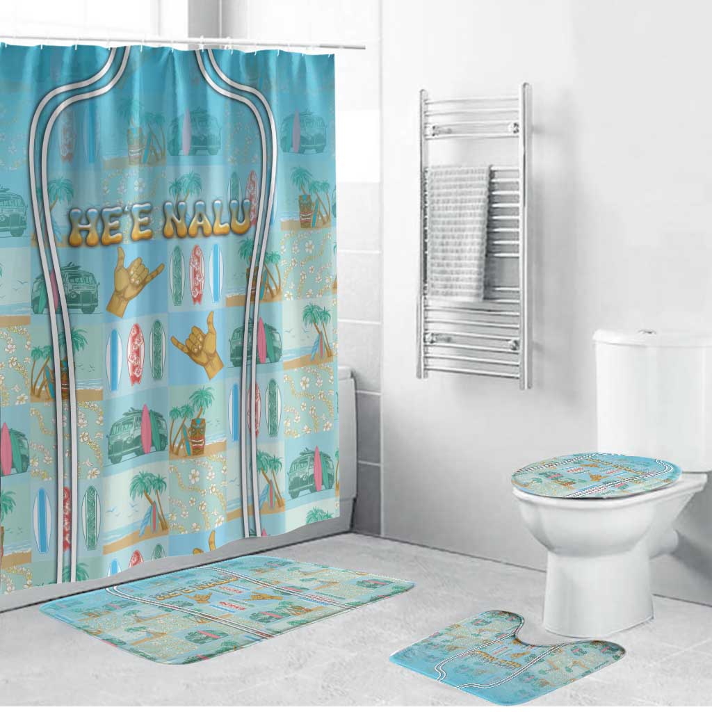 Hawaii Surfing Bathroom Set He'e Nalu DT05 Bathroom Set (4 pcs) Blue - Polynesian Pride