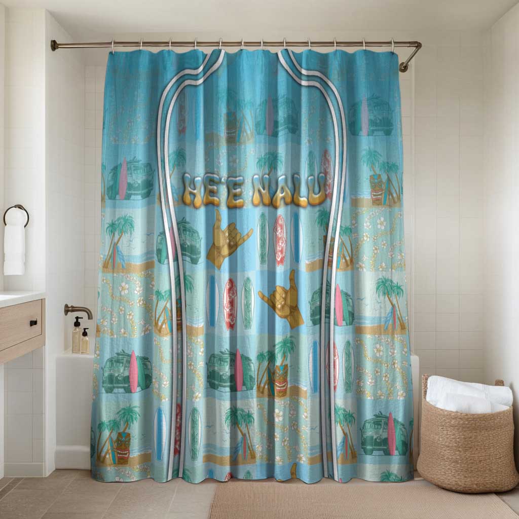 Hawaii Surfing Bathroom Set He'e Nalu DT05 Shower Curtain Only Blue - Polynesian Pride