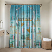 Hawaii Surfing Bathroom Set He'e Nalu DT05 Shower Curtain Only Blue - Polynesian Pride
