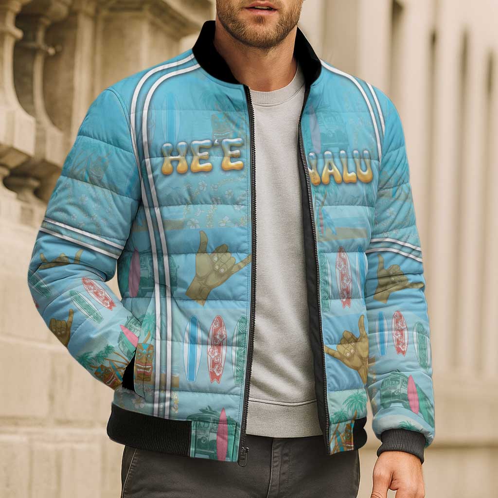 Custom Hawaii Surfing Bomber Puffer Jacket He'e Nalu DT05 - Polynesian Pride