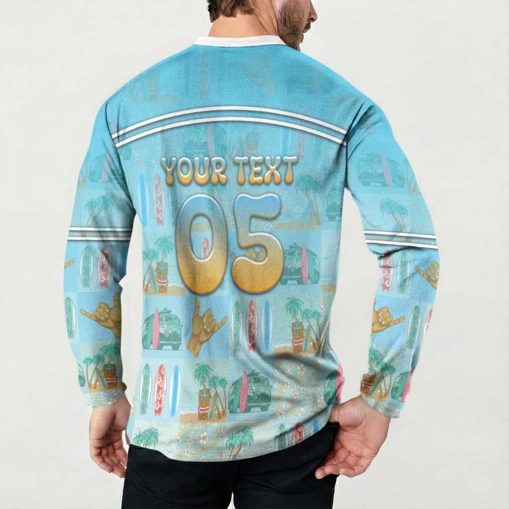 Custom Hawaii Surfing Button Sweatshirt He'e Nalu