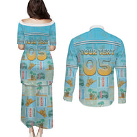 Custom Hawaii Surfing Couples Matching Puletasi and Long Sleeve Button Shirt He'e Nalu DT05 - Polynesian Pride