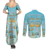 Custom Hawaii Surfing Couples Matching Summer Maxi Dress and Long Sleeve Button Shirt He'e Nalu DT05 - Polynesian Pride