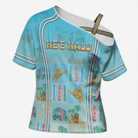 Custom Hawaii Surfing Cross Shoulder Shirt He'e Nalu DT05 Female Blue - Polynesian Pride