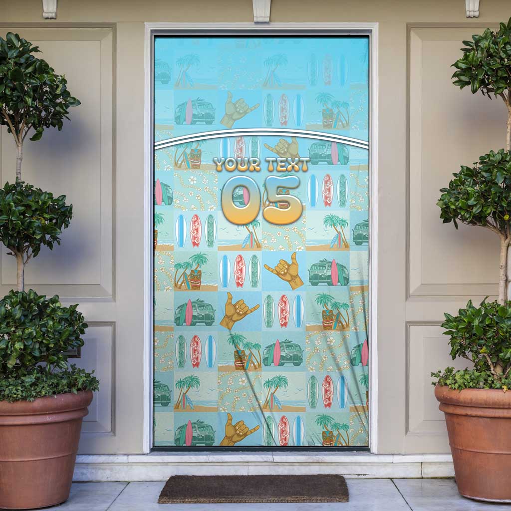 Custom Hawaii Surfing Door Cover He'e Nalu DT05 Blue - Polynesian Pride