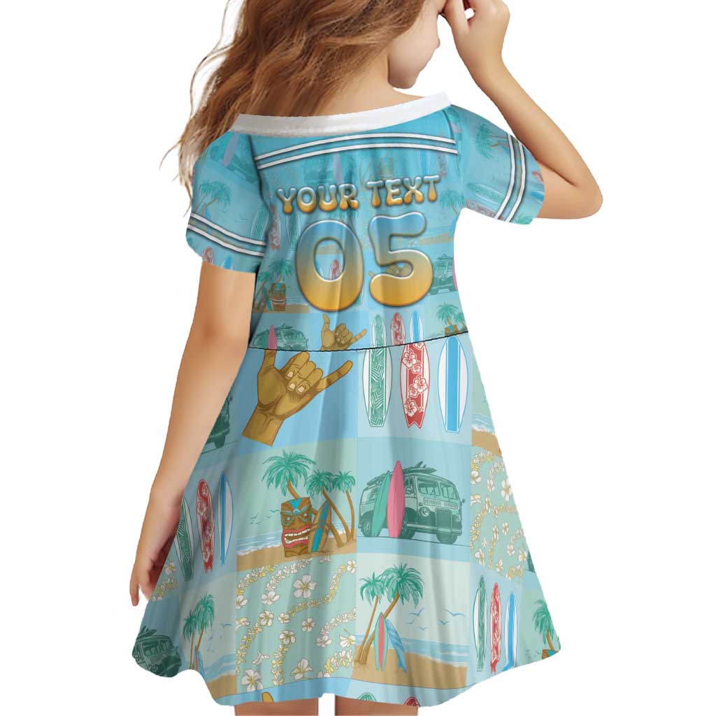 Custom Hawaii Surfing Family Matching Long Sleeve Bodycon Dress and Hawaiian Shirt He'e Nalu