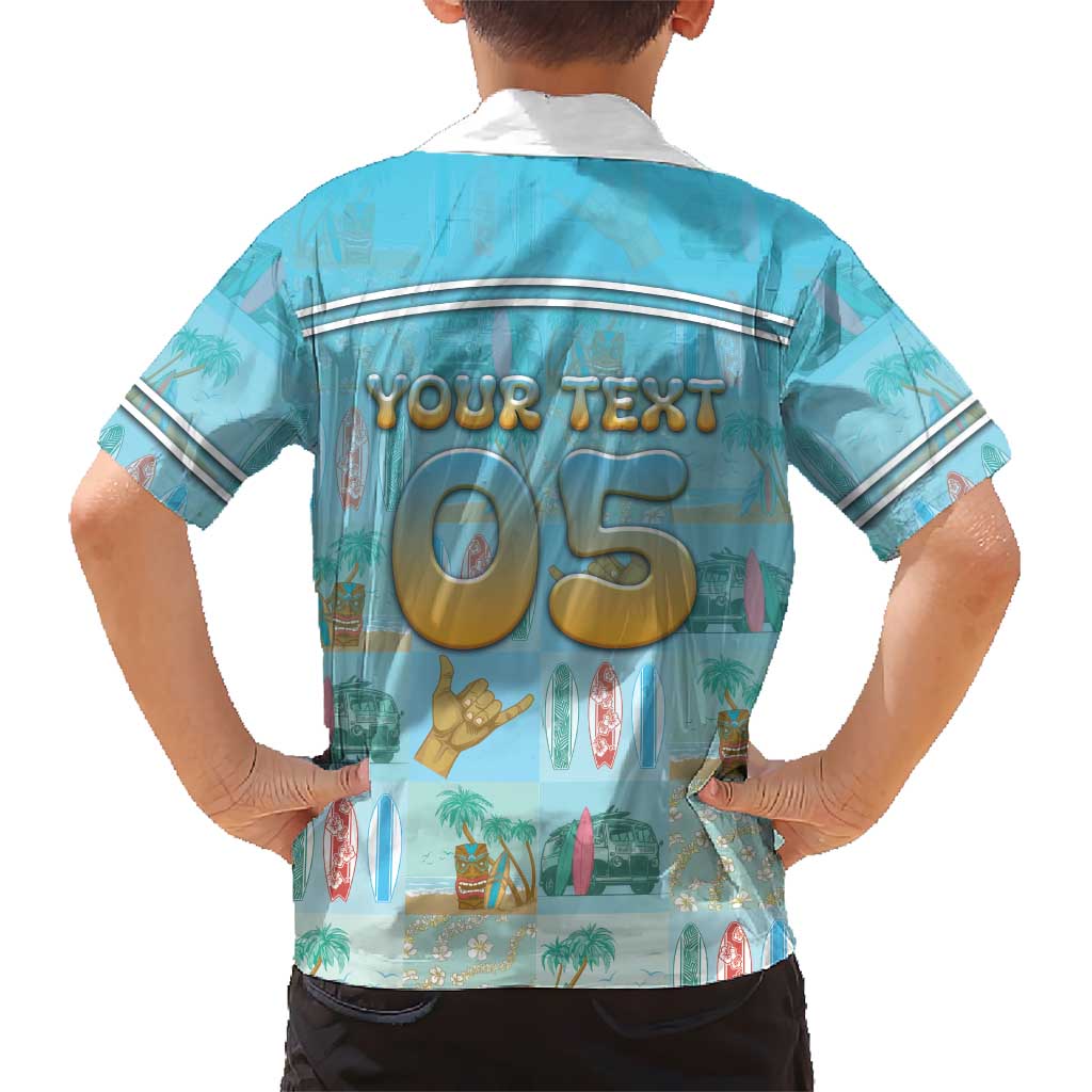 Custom Hawaii Surfing Family Matching Short Sleeve Bodycon Dress and Hawaiian Shirt He'e Nalu