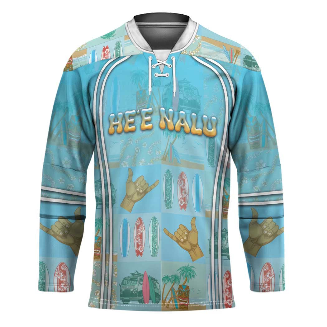 Custom Hawaii Surfing Hockey Jersey He'e Nalu DT05 Unisex Blue - Polynesian Pride