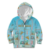 Custom Hawaii Surfing Kid Hoodie He'e Nalu DT05 Zip Hoodie Blue - Polynesian Pride