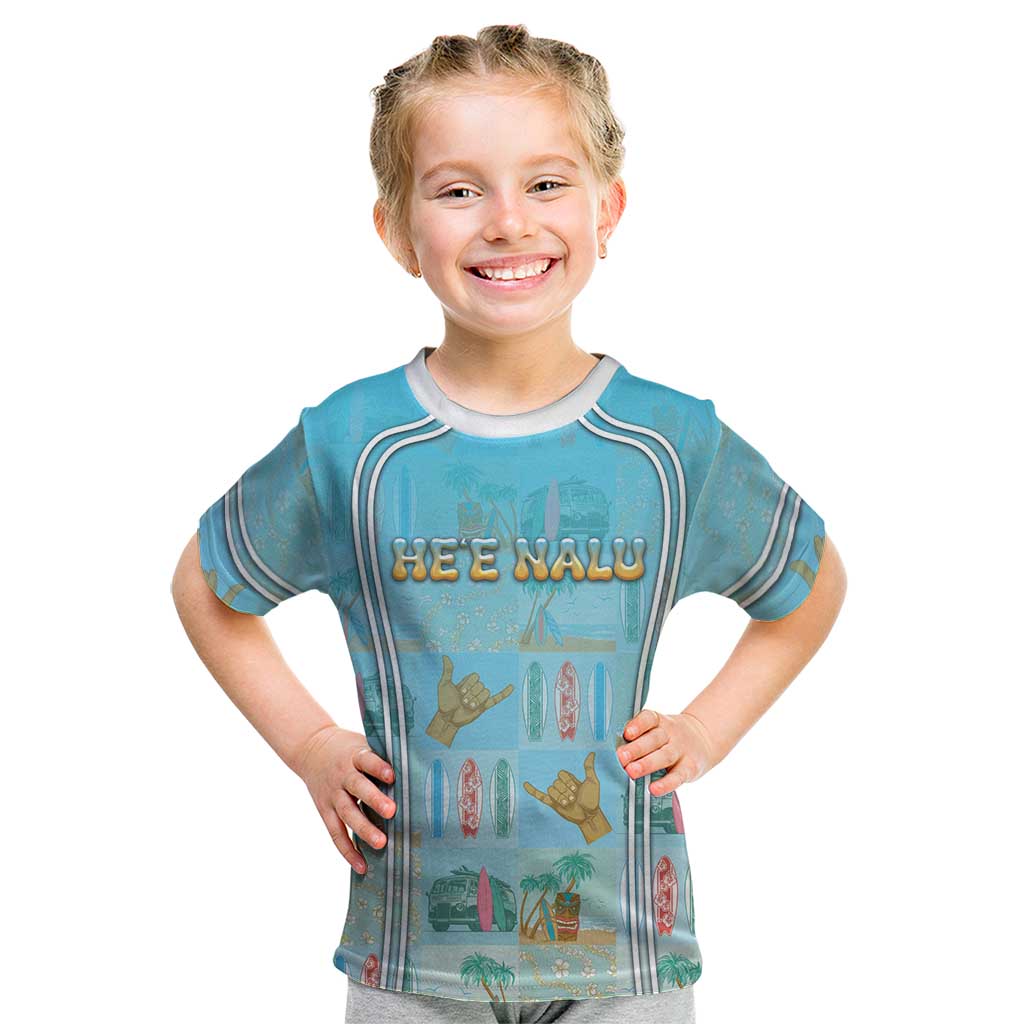 Custom Hawaii Surfing Kid T Shirt He'e Nalu DT05 Blue - Polynesian Pride