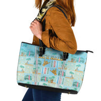 Hawaii Surfing Leather Tote Bag He'e Nalu DT05 Blue - Polynesian Pride