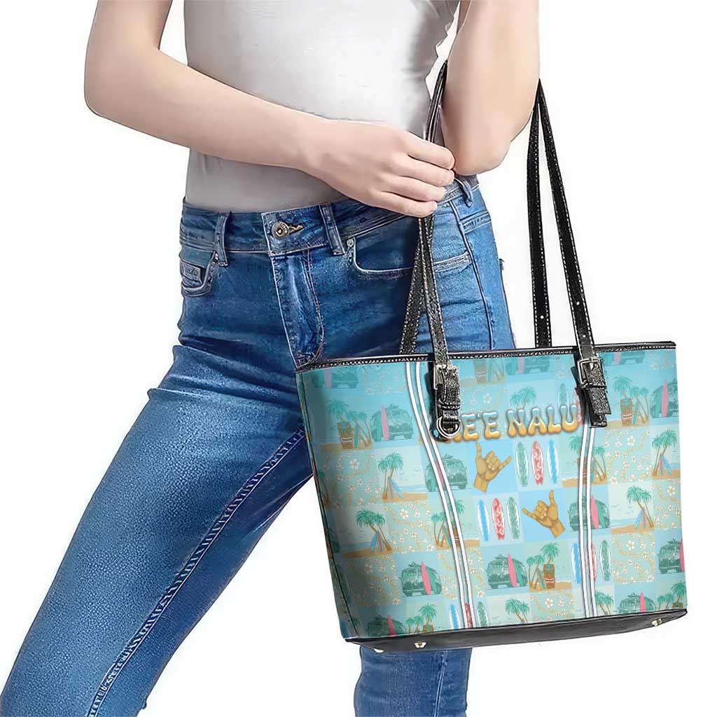 Hawaii Surfing Leather Tote Bag He'e Nalu DT05 - Polynesian Pride